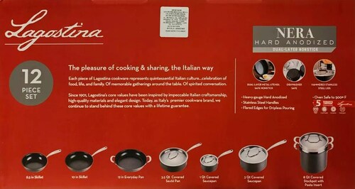 Batería De Cocina Lagostina Nera 12pzs H904sc64m
