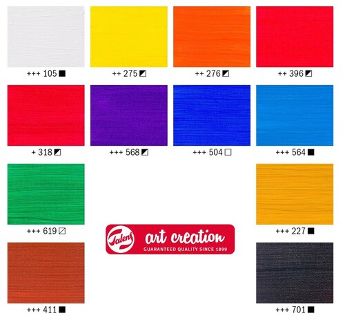 Set Pintura Acrilica 12pz Colores 75ml Art Creation