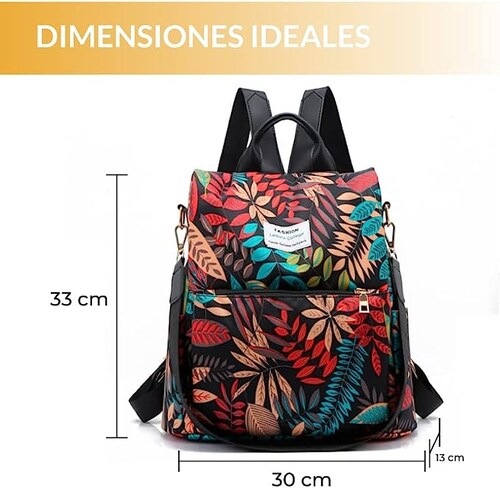 Mochila Diseño Floral de Mujer Para Viaje, Escuela, Oficina, Paseo, Material Impermeable..