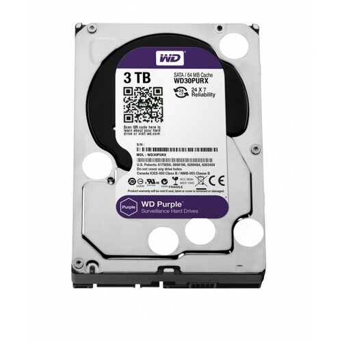 Disco Duro para Videovigilancia Western Digital WD Purple 3.5''3TB SATA III 6 Gbit/s, 64MB Cache