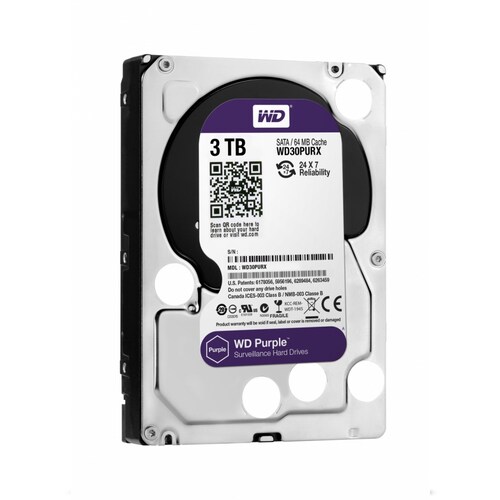 Disco Duro para Videovigilancia Western Digital WD Purple 3.5''3TB SATA III 6 Gbit/s, 64MB Cache