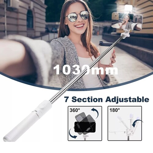 Palo Selfie Trípode Bluetooth Selfie Stick Control Remoto Negro.