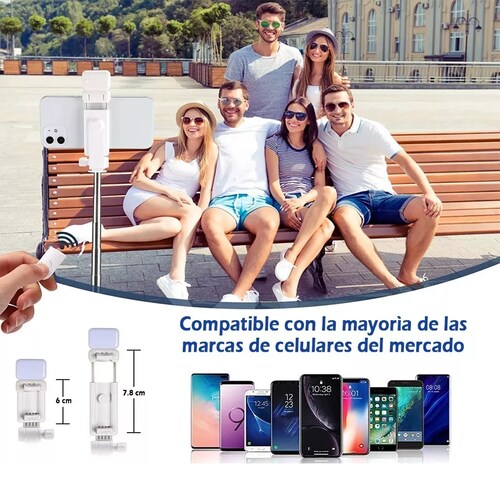 Palo Selfie Trípode Bluetooth Selfie Stick Control Remoto Negro.