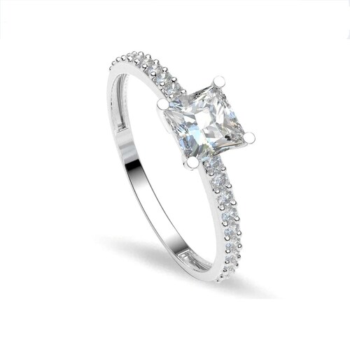 Anillo compromiso Oro blanco 14kilates 