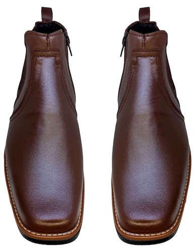 Botín Chelsea Piel Vacuno Genuina Boots Cierre-Elastico Punta Cuadrada C10