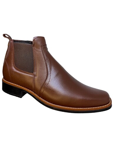 Botín Chelsea Piel Vacuno Genuina Boots Cierre-Elastico Punta Cuadrada C10