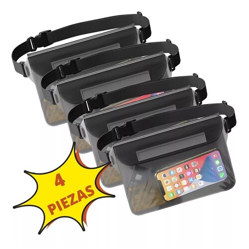 4 Bolsa Celular Impermeable Nadar Llave Mayoreo Cartera Agua Negro.