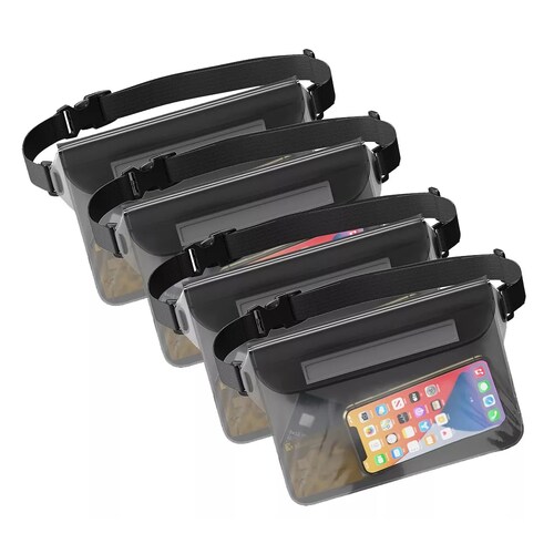 4 Bolsa Celular Impermeable Nadar Llave Mayoreo Cartera Agua Negro.
