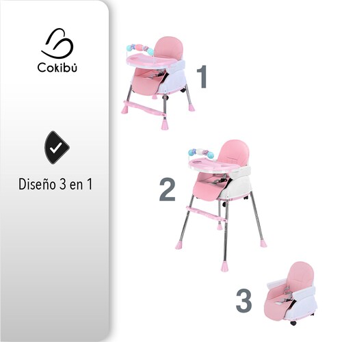 SILLA DE BEBÉ PARA COMER 3 EN 1 COLOR ROSA