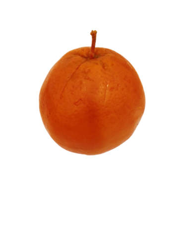 Vela en forma de naranja con aroma fuerte a naranja