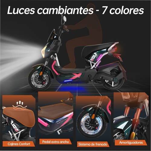 Motobici eléctrica Honey Whale ZL Negro/Rosa