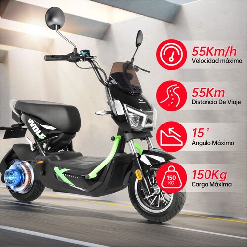 Motobici eléctrica Honey Whale ZL Negro/Verde
