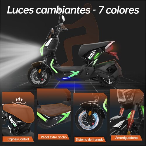 Motobici eléctrica Honey Whale ZL Negro/Verde