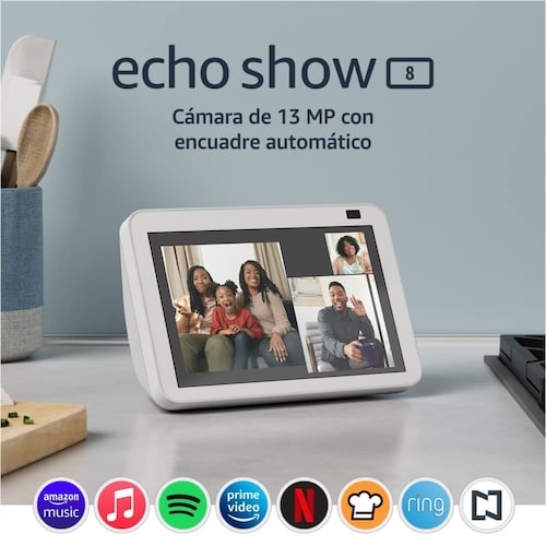 Amazon Echo Show 8 de 8'' Touch 2nd Gen con asistente virtual Alexa, Blanco