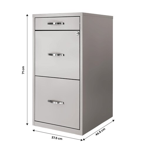 Archivero Metalico 2 Gabinetes + 1 Cajon Oficina Papelero Gris