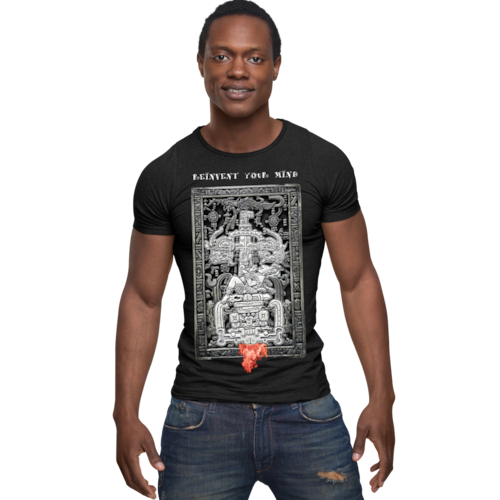 FINA Playera Hombre Alta gama Reg y Slim fit Pakal Maya alien astronauta bar antro 