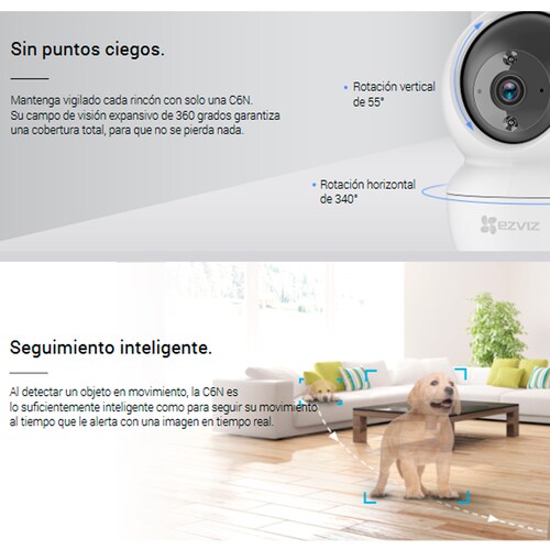 Mini Cámara Ip Ptz 2 Mp 1080p Fullhd / Wi-fi / Con Micrófono ,seguimiento Inteligente Y Ranura Para Memoria Ezviz