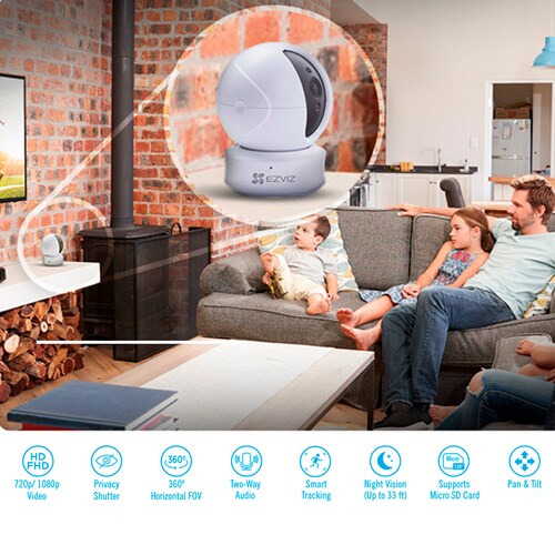 Mini Cámara Ip Ptz 2 Mp 1080p Fullhd / Wi-fi / Con Micrófono ,seguimiento Inteligente Y Ranura Para Memoria Ezviz