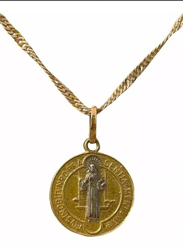 Cadena Con Medalla San Benito Oro 10 K + Obsequio 