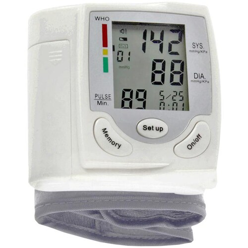 Manómetro para Presión MXPEU-001-18 1pza Blanco LCD 2 Pilas AAA 135 a 195mm Diámetro Muñeca PressuCool