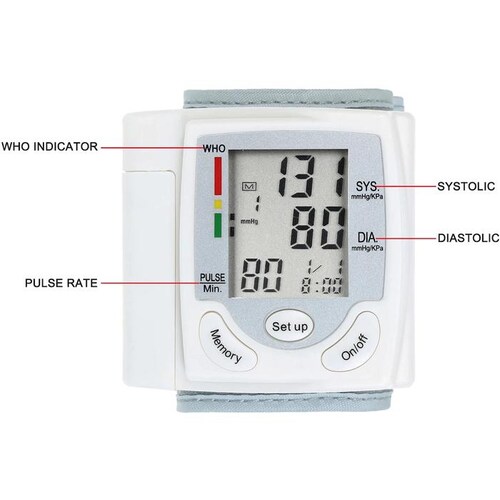 Manómetro para Presión MXPEU-001-18 1pza Blanco LCD 2 Pilas AAA 135 a 195mm Diámetro Muñeca PressuCool