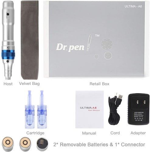 Dermapen Dr Pen A6 Mas 20 Cartuchos Sellados (10 DE 9 PINES Y 10 DE 42 PINES)