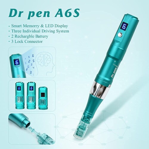 Dermapen Dr Pen A6s Mas 12 Cartuchos Sellados (6 DE 16 PINES Y 6 DE 24 PINES).