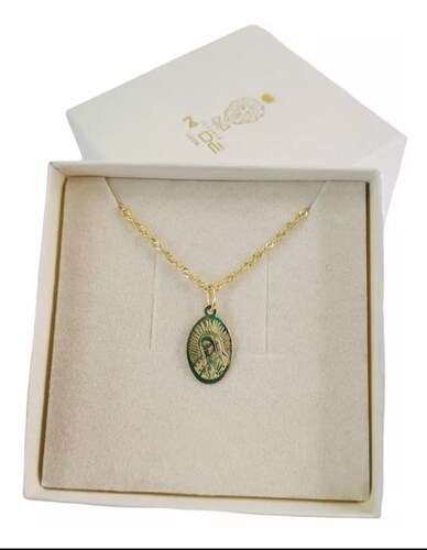 Collar Virgen De Guadalupe Grabado Laser Oro 14 K + Obsequio