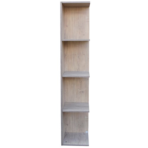 Mueble esquinero con Repisas Cuadradas Fabricado en Melamina Texturizada de Alta Resistencia, color Roble