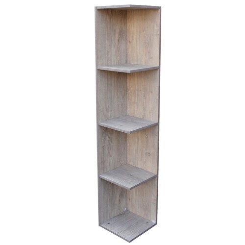 Mueble esquinero con Repisas Cuadradas Fabricado en Melamina Texturizada de Alta Resistencia, color Roble
