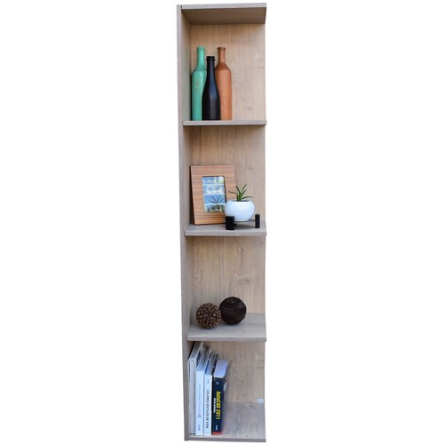Mueble esquinero con Repisas Cuadradas Fabricado en Melamina Texturizada de Alta Resistencia, color Roble