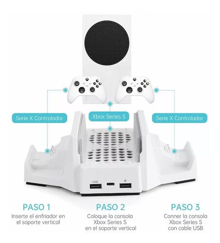 Xbox Series S Base Vertical Enfriadora + 2 Puertos De Carga TECHX 2X