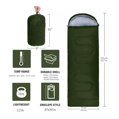 Bolsa De Dormir,exterior Camping Para Acampar Verde Militar