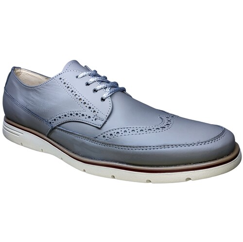 Zapato Casual Bostoniano Color Gris Hombre Piel.