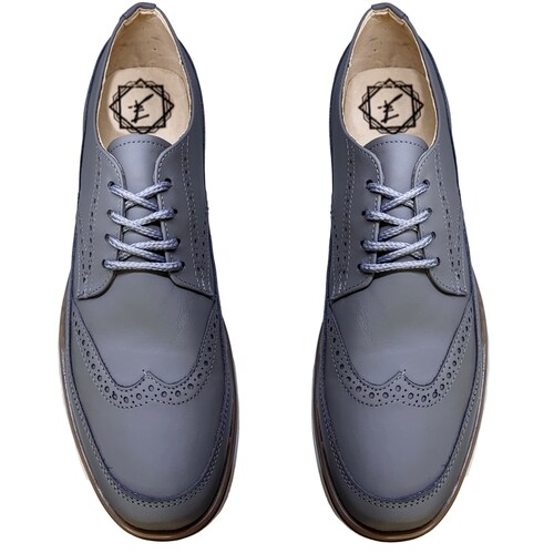 Zapato Casual Bostoniano Color Gris Hombre Piel.