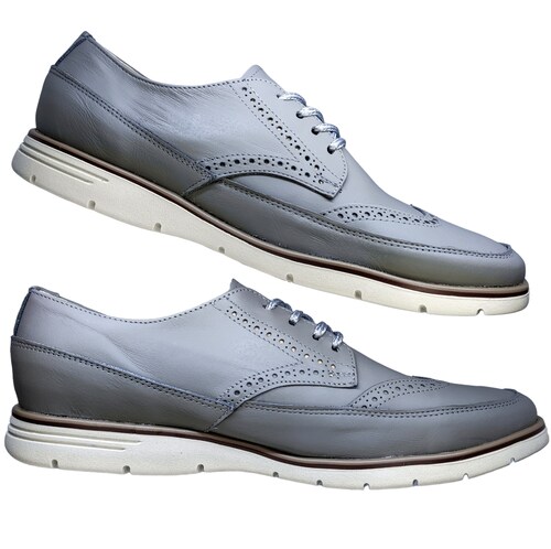Zapato Casual Bostoniano Color Gris Hombre Piel.