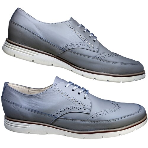 Zapato Casual Bostoniano Color Gris Hombre Piel.