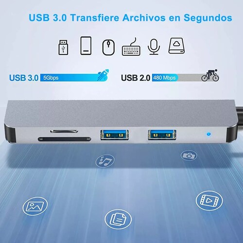  Adaptador Usb C Multi Puerto Usb 3.0 Sd Tf Tipo C Hub 5 En 1