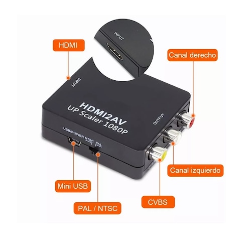Adaptador De Convertidor De Audio Y Video Tv Hdmi A Rca 1080