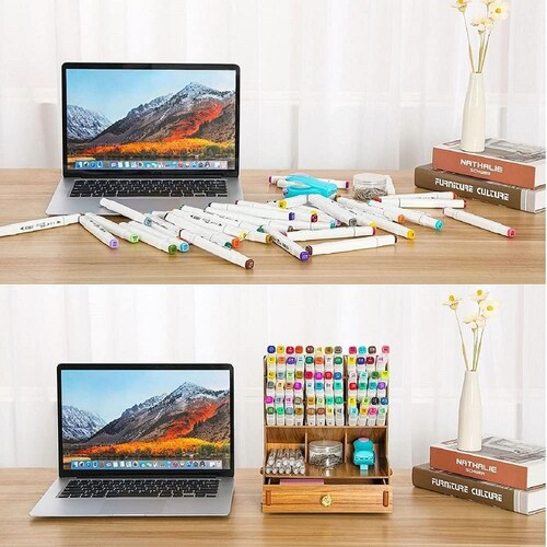 Organizador de escritorio de madera.