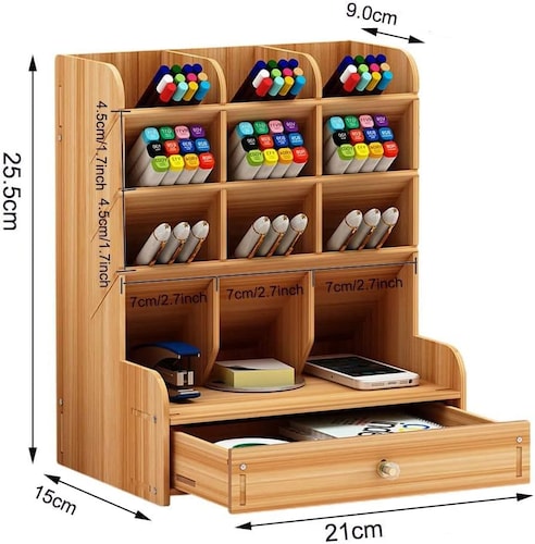 Organizador de escritorio de madera.