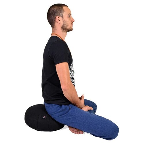 Cojín de Meditación Zafu Relleno de Cascarilla de Café: Confort y Estabilidad para una Práctica Meditativa en Negro Liso