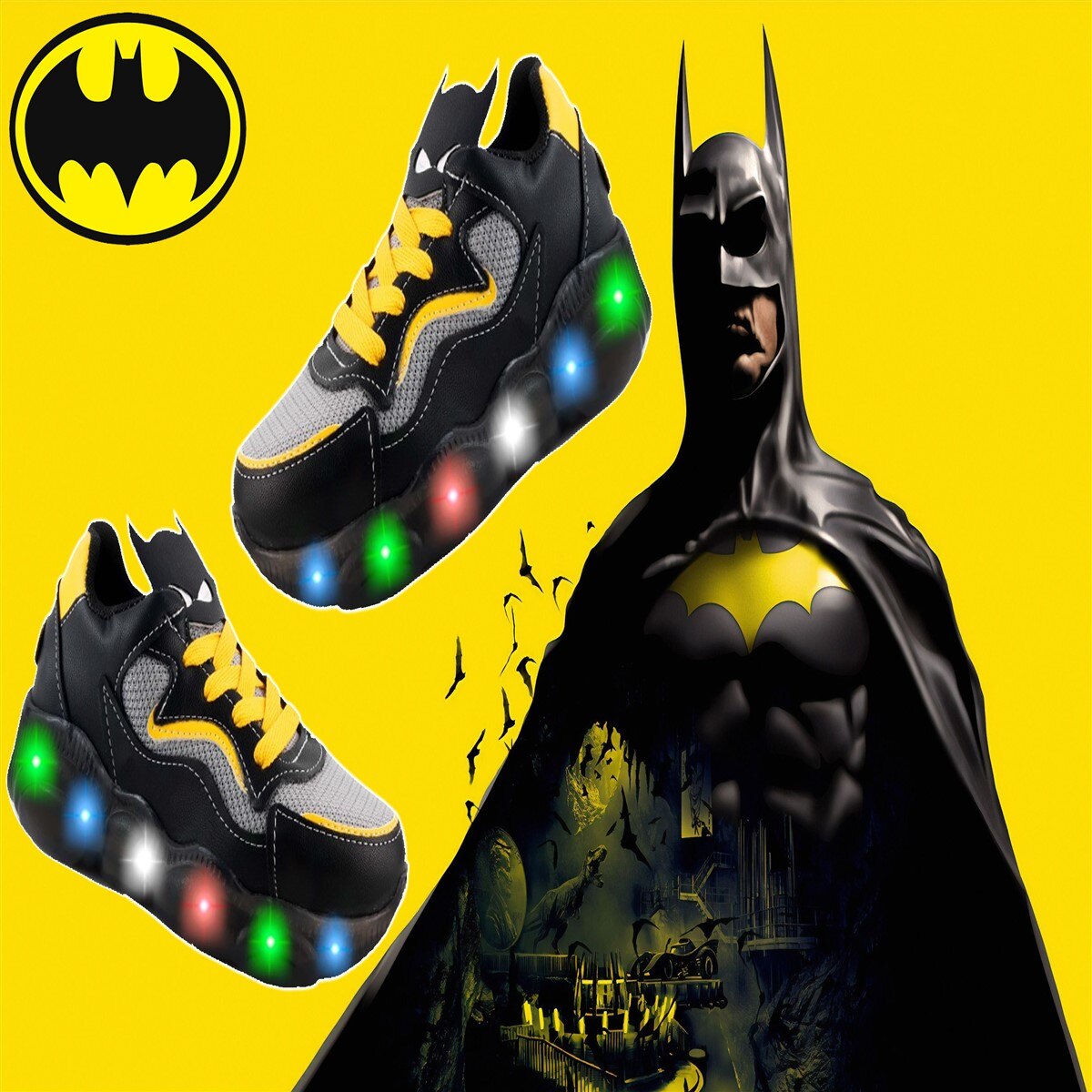 Tenis batman ni o luces led superh roe c mic 120 031 negro