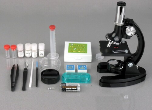 Microscopio escolar kit con estuche y accesorios 120x a 1200x