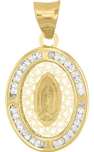 Medalla Guadalupe Fondo Flor En Oro De 10 K + Obsequio