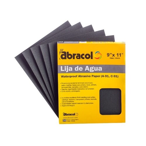 50 Lijas De Agua Grano #320 De 9x11 Pulgadas Abracol 918493