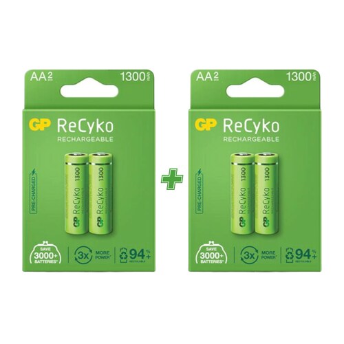 Pilas Baterías Recargables GP tamaño AA de 1,300mAh 4 piezas