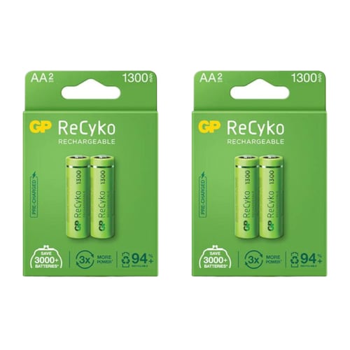Pilas Baterías Recargables GP tamaño AA de 1,300mAh 4 piezas