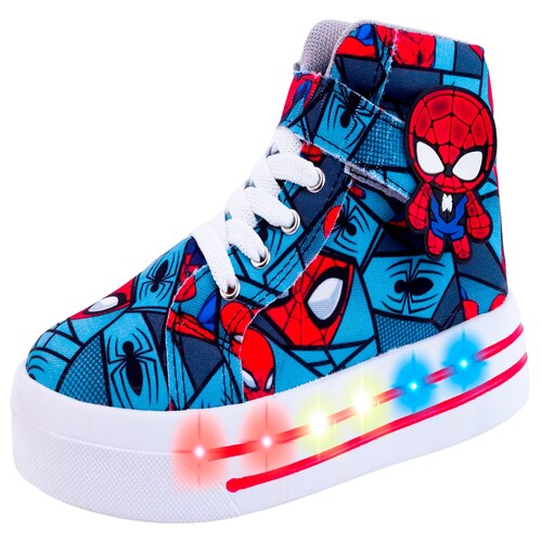 Tenis Niño Hombre Bota Araña Luces Leds Vengadores 2026-sr.