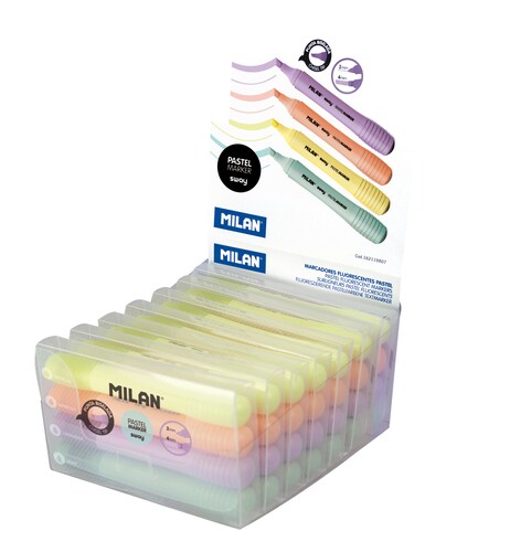 Caja De 7 Estuche De 4 Marcatextos Milan Sway Color Pasteles
